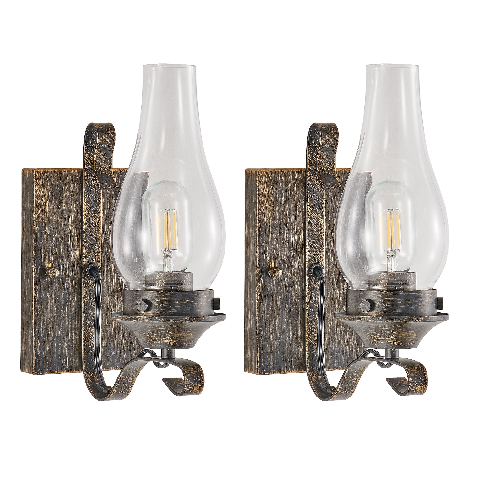 Clyhixe Sconces Minimalist Energy Efficient 2-Light Incandescent Oil Rubbed Bronze Wall Sconces 2 Count