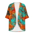 thumbnail image 5 of yoeyez Lightweight Cardigans for Women Floral Print 3/4 Sleeve Kimono Cardigan Loose Cover Up Casual Summer Beachwear 2026 Blue,S, 5 of 6