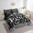 thumbnail image 4 of Manfei Paris Eiffel Tower 7-Piece Twin Bedding Sets, Black Diamond Sequin Print Bedding Comforter Set, Romantic Princess Style Reversible Sheet Sets, Breathable Home Decor, 4 of 8
