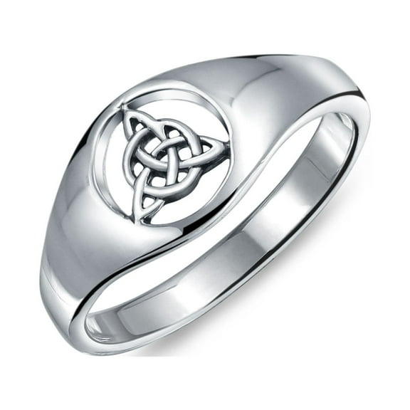 Bling Jewelry Womens Unisex Silver Ring with Viking Celtic Infinity Knot Triquetra Signet Design
