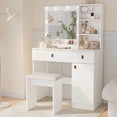 HSUNNS Vanity Desk with Adjustable LED Lights, 3 Drawers, Storage Cabinet, Black - Walmart.com