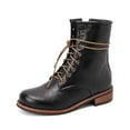 thumbnail image 4 of Mostsola Combat Boots Womens Round Toe Lace up Casual Leather Ankle Boots Fashion Zipper Booties, 4 of 9