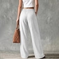 thumbnail image 5 of Women's Linen Wide Leg Pants High Waisted Elastic Back Loose Flowy Trousers with Pockets Summer Casual Beach Vacation Lounge Pants Breathable Daily Wear, 5 of 8