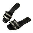 thumbnail image 2 of Jsaierl Flat Sandals for Women Dressy Summer, Summer Fashion Casual Tassels Square-head Flat Bottom Slippers Size 7, 2 of 7