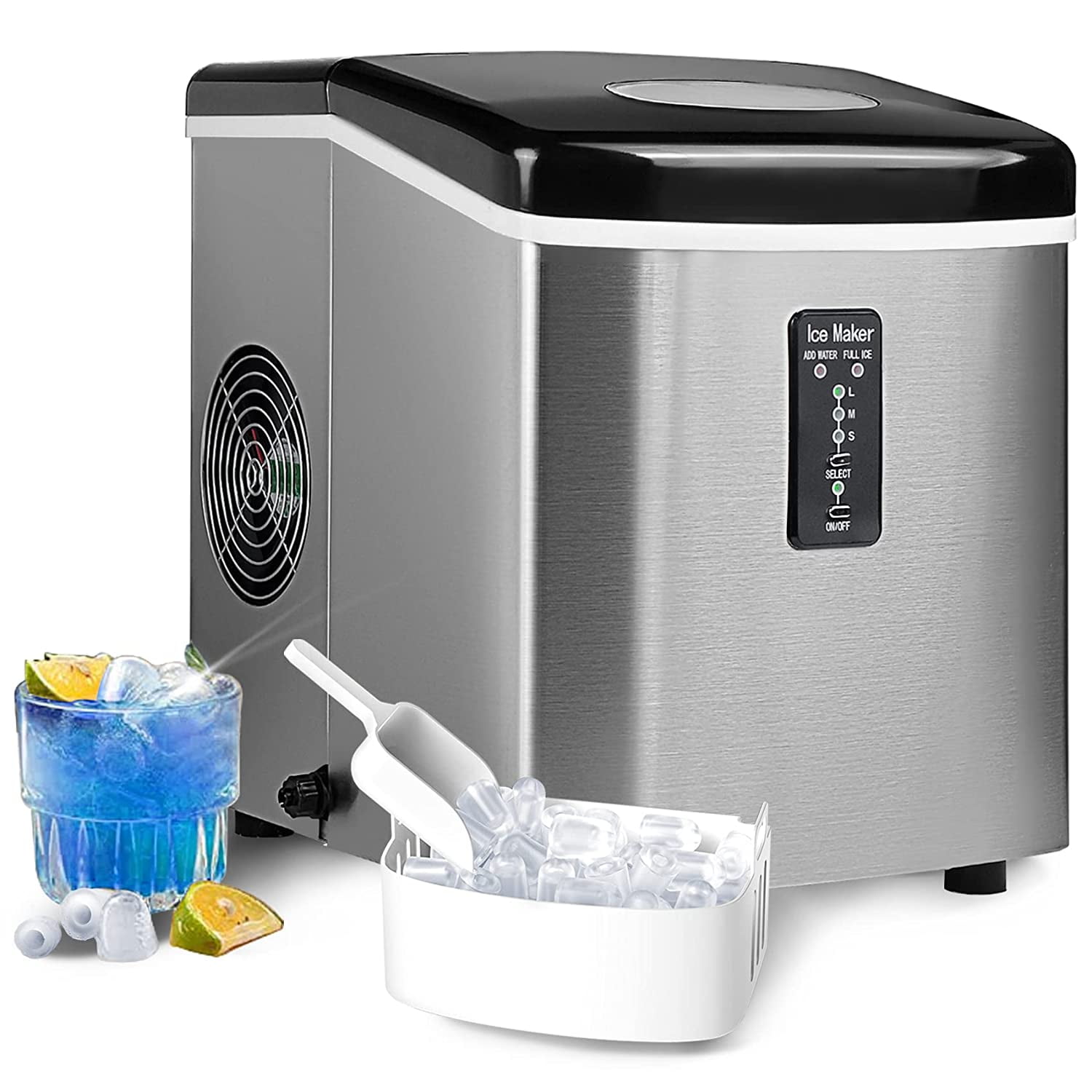 Countertop Ice Maker Portable Nugget Ice Machine Chewable Compact Mini Ice Chip Maker Nugget