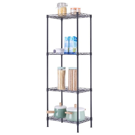

UBesGoo 4-Tier Black Steel Wire Shelving Unit Storage Rack 18 D x 12 W x 50 H