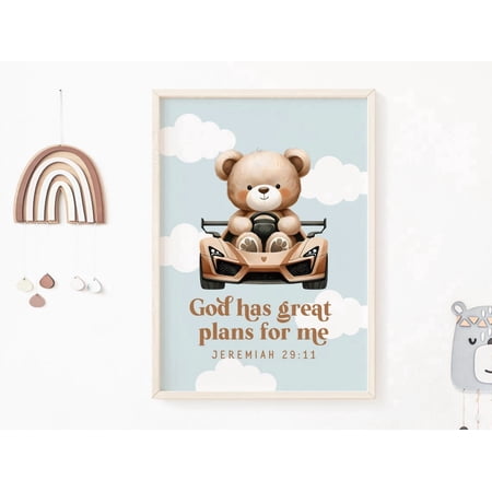 Jeremiah 29 11 Wall Art Christian Nursery Boy Decor Little Bear Toddler Wall Art