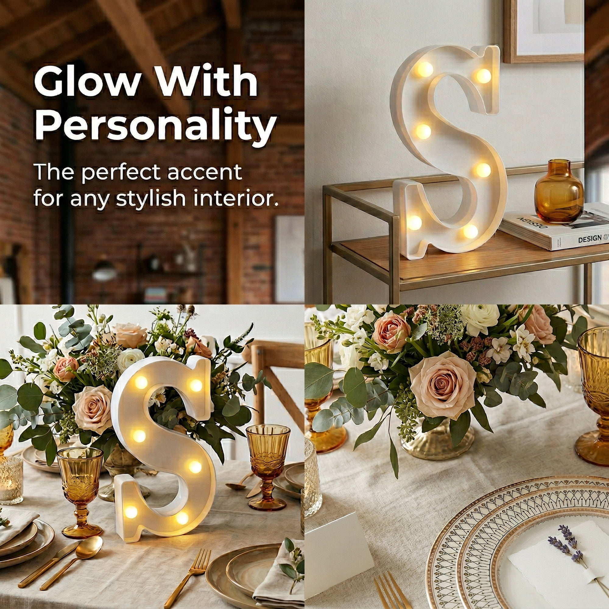 Unique Bargains Marquee Letters With Lights LED Light Up Signs Letter S 6.5"L x 1.5"W x 8.5"H