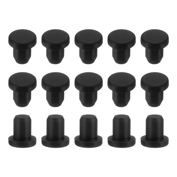 15Pack Silicone Hole Plug, Waterproof Solid T-Shaped Rubber Stoppers Bottle Seal Tube Pipe Plug End Cap for 5.5mm/0.22" Hole for Bathtub Bottle, 0.28" Plug Height, Black