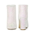 thumbnail image 4 of BLISSFUL STEP Women's Glitter Pointed Toe Block Heel Sparkly Booties Ankle Boots White 8, 4 of 5
