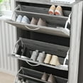 thumbnail image 6 of WIAWG Shoe Cabinet Wood Shoe Rack Storage Cupboard with 3 Tilt-out Doors Gray, 6 of 7