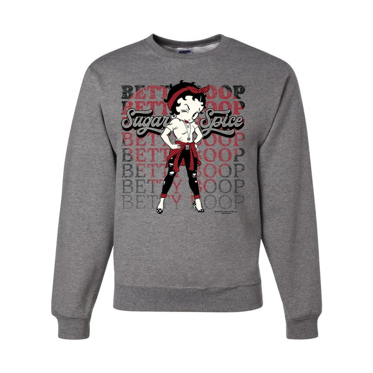 Wild Bobby Betty Boop Sugar and Spice Wink Betty Boop Unisex Crewneck Sweatshirt Heather Grey Large