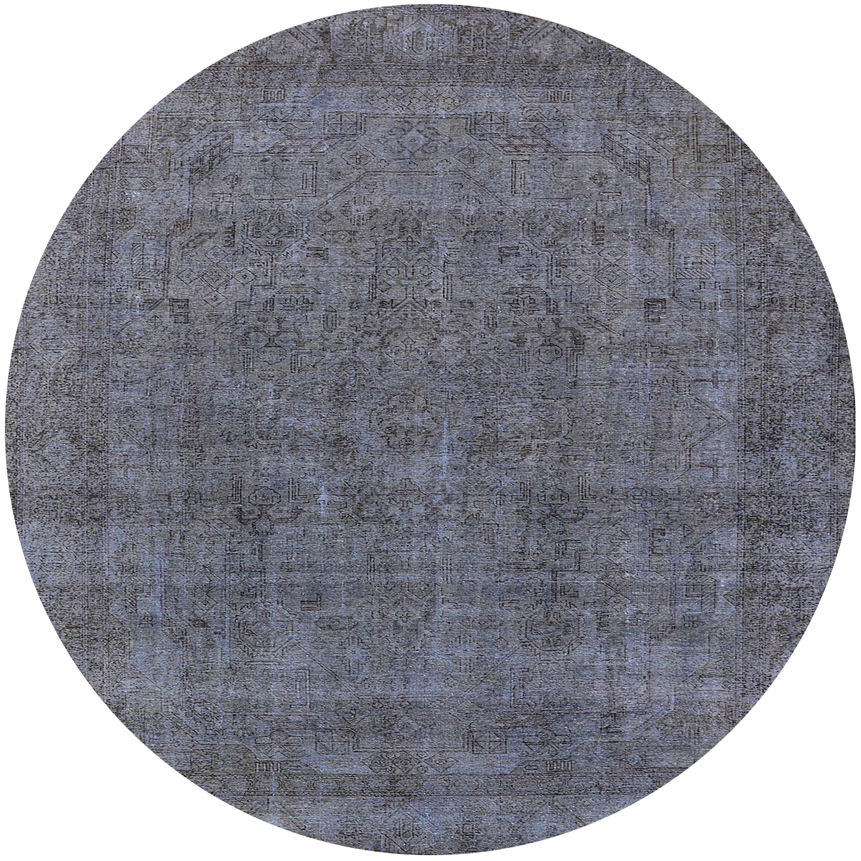Ahgly Company Indoor Round Mid-Century Modern Light Slate Gray Oriental ...