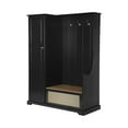 thumbnail image 3 of Spaco Wood Wardrobe Cabinet, Storage Wardrobe Cabinet with Shelves and Soft-Close Freestanding Closet, Cliset for Living Room, Entryway, Bedroom, Black, 3 of 9