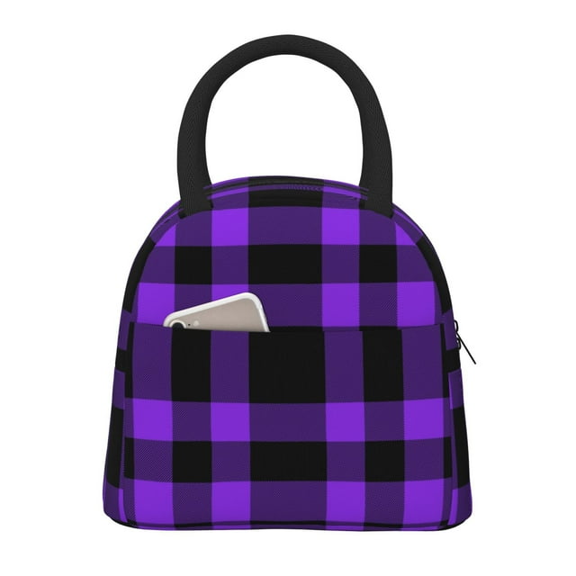 Disketp Purple Buffalo Plaid Bolsa Térmica para Almuerzo, Lonchera con Abertura Amplia y Gran Capacidad, Organizador Reutilizable para Mujeres, Hombres y Adultos