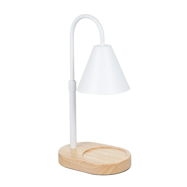 Elegant Flameless Aromatherapy Wax Melt Lamp with Metal Shade & Natural Wood Base - 4-Level Dimmable, 2/4/8H Timer, In-Line Control - Includes 2x 35W GU10+C Bulbs - Safe Candle/ Essential Oil Melter
