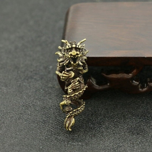 Pure Copper Dragon Pillar Antique Decorative Handicraft Collection Handmade