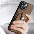 thumbnail image 4 of Compatible with iPhone 12 Mini Case Wallet with Card Holder, 360°Rotation Finger Ring Holder Kickstand Protective Premium PU Leather Back Flip Magnetic Clasp Shockproof Cover,Brown, 4 of 9