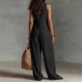 thumbnail image 5 of Sleeveless Stand Collar Wide Leg Jumpsuit for Women Casual Holiday Party Romper Summer Color Casual Fashionable Pocket Jumpsuit Outfit, 5 of 5