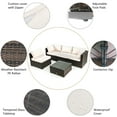 thumbnail image 4 of Patiojoy 6 Pieces Outdoor PE Rattan Wicker Sectional Sofa with 42" 60,000 BTU Gas Fire Pit Table, Patio Conversation Set with Tempered Glass Coffee Table Off White, 4 of 10