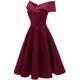 thumbnail image 5 of Vestido sin mangas elegante para mujer con cuello en V, manga corta, cóctel plisado sólido, vestido Abanopi borgoña/XXL, 5 of 7