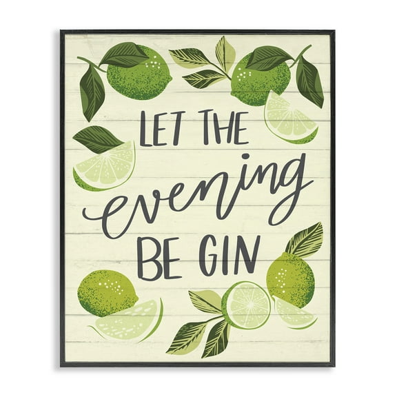 Stupell Industries Let Evening Be Gin Food & Beverage Painting Black Framed Art Print Wall Art, 11 x 14