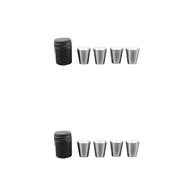 Bewildely 4 Pieces 30ml Stainless Steel Wine Cup Camping Travel Glass Jug Mug Outdoor Kitchen Whisky Stackable Drinkware 7.5*5.2 cm 2piezas