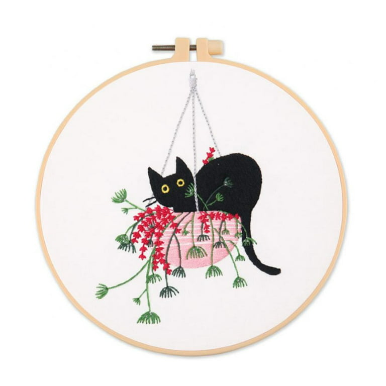 Hand Embroidery Kit Cute Cat Design DIY Craft Kitten -   Hand  embroidery kit, Embroidery kits, Hand embroidery pattern