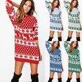 thumbnail image 4 of Vestido de Navidad para mujer, cuello redondo, manga larga, traje de una pieza, 4 of 5