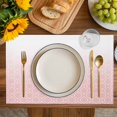 thumbnail image 4 of Moroccan Pink Placemats Set of 6, Abstract Geometric Gradient Modern Placemats for Dining Table, Place Mats for Kitchen Tabletop, Waterproof Wipeable Dining Table Mats Set, 4 of 9