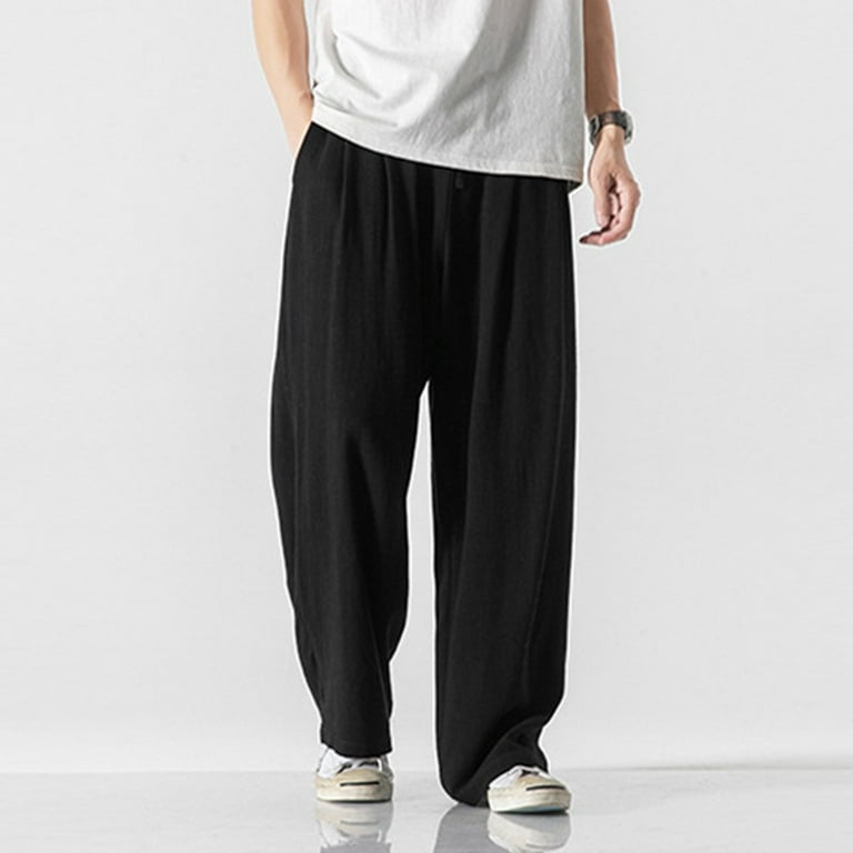 Mens Casual Baggy Pants Elastic Waist Loose Soft Trousers Mens Casual Baggy Pants Elastic Waist Loose Soft Trousers