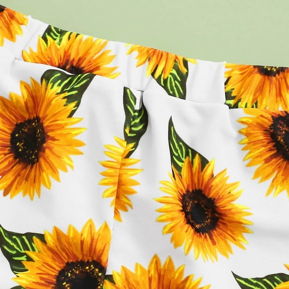 Vedolay Girl's Swimsuits Kids Girls Three Piece Swimsuits Child Bathing Suit Bikini Soild Tops Underpants Print Skirt Easter Beach Bathing,Yellow 11-12 Years