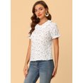 thumbnail image 4 of Tops Florales Con Botones Y Cuello Peter Pan Para Mujer Blanco XL, 4 of 6