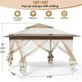 thumbnail image 4 of Pirecart 11' x 11' Pop up Canopy Tent with Netting Sidewalls, Outdoor Gazebo Tent, Easy up Shade Shelter, Beige, 4 of 9