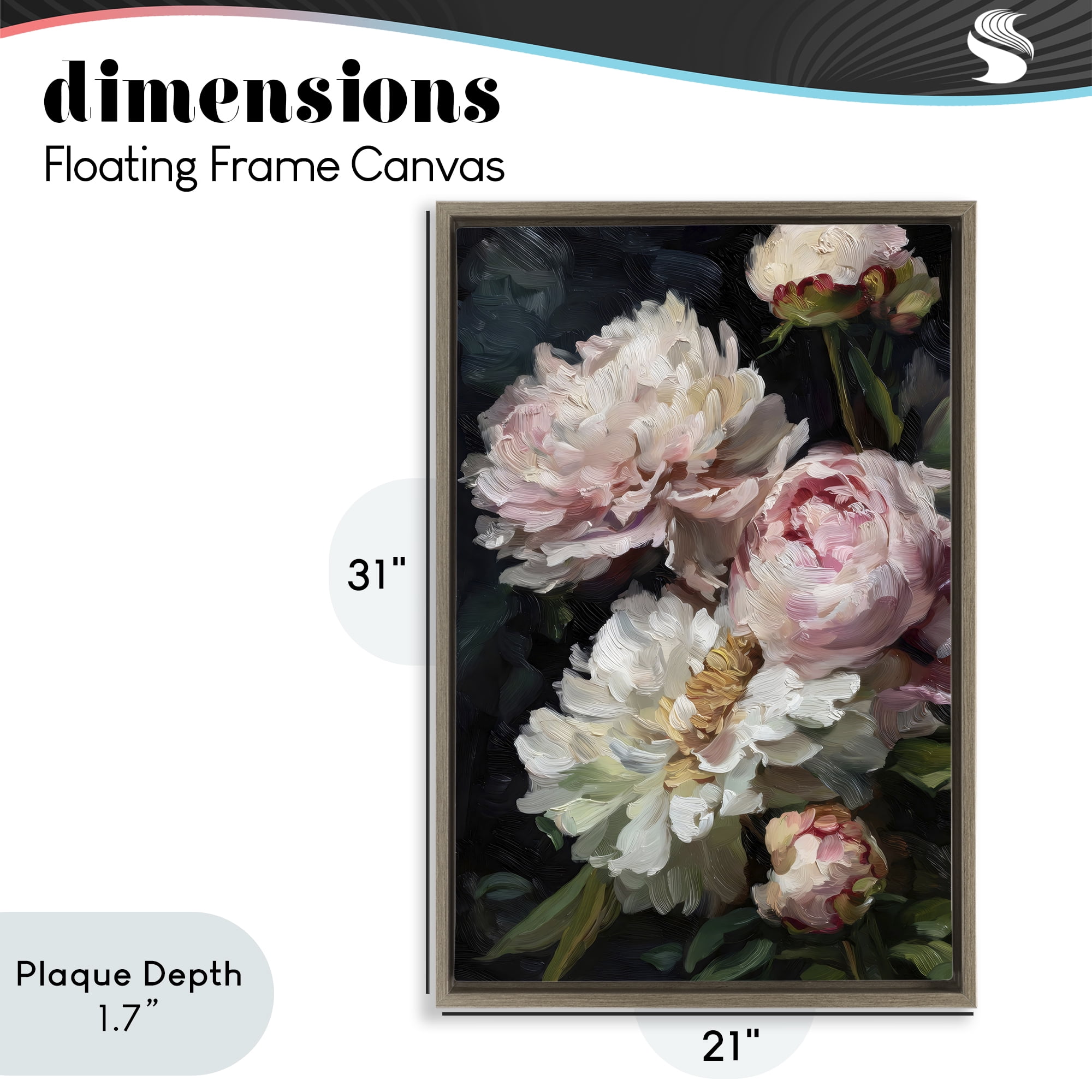 Stupell Industries Soft And Moody Peonies Brown Framed Floater Canvas Wall Art, design by Petal Prints Design
