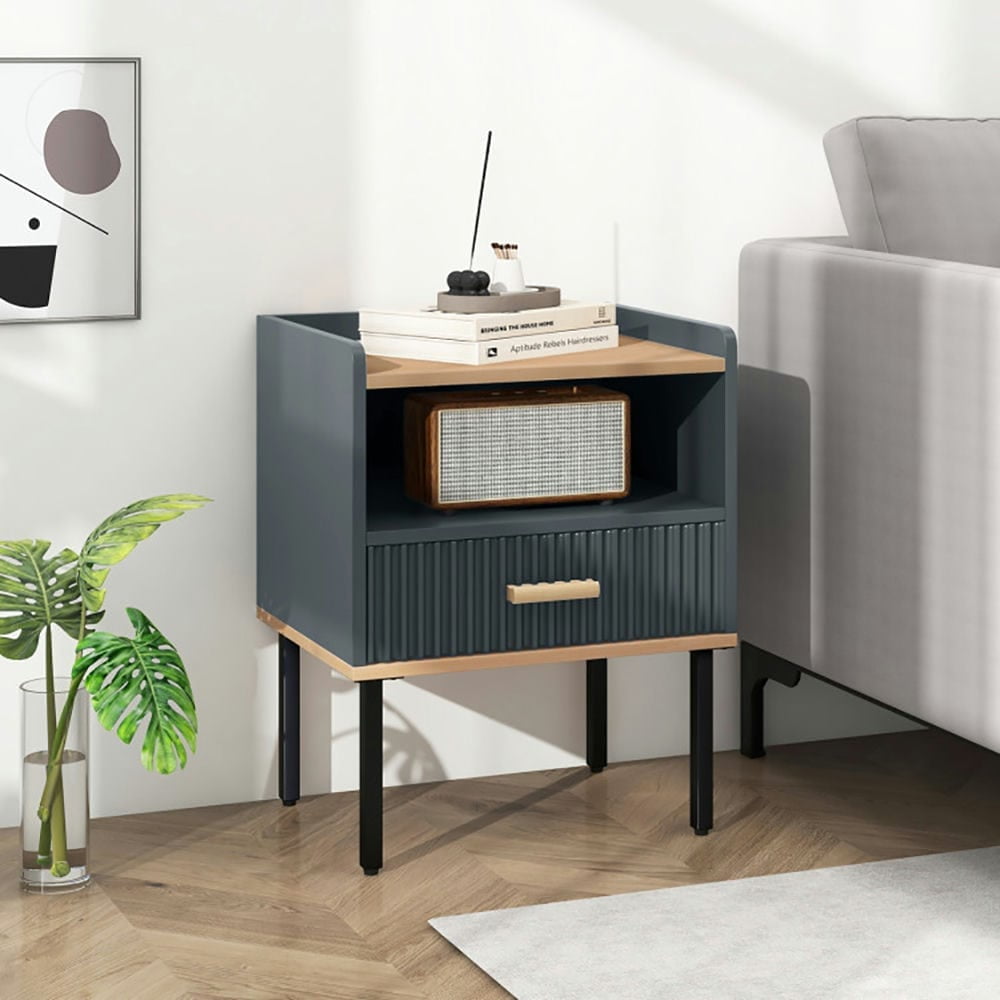 Kadyn Night Stand,Nightstands,Bedside Table,Nightstand Bedside End Table with Drawer and Shelf for Living Room Bedroom-Set of 2