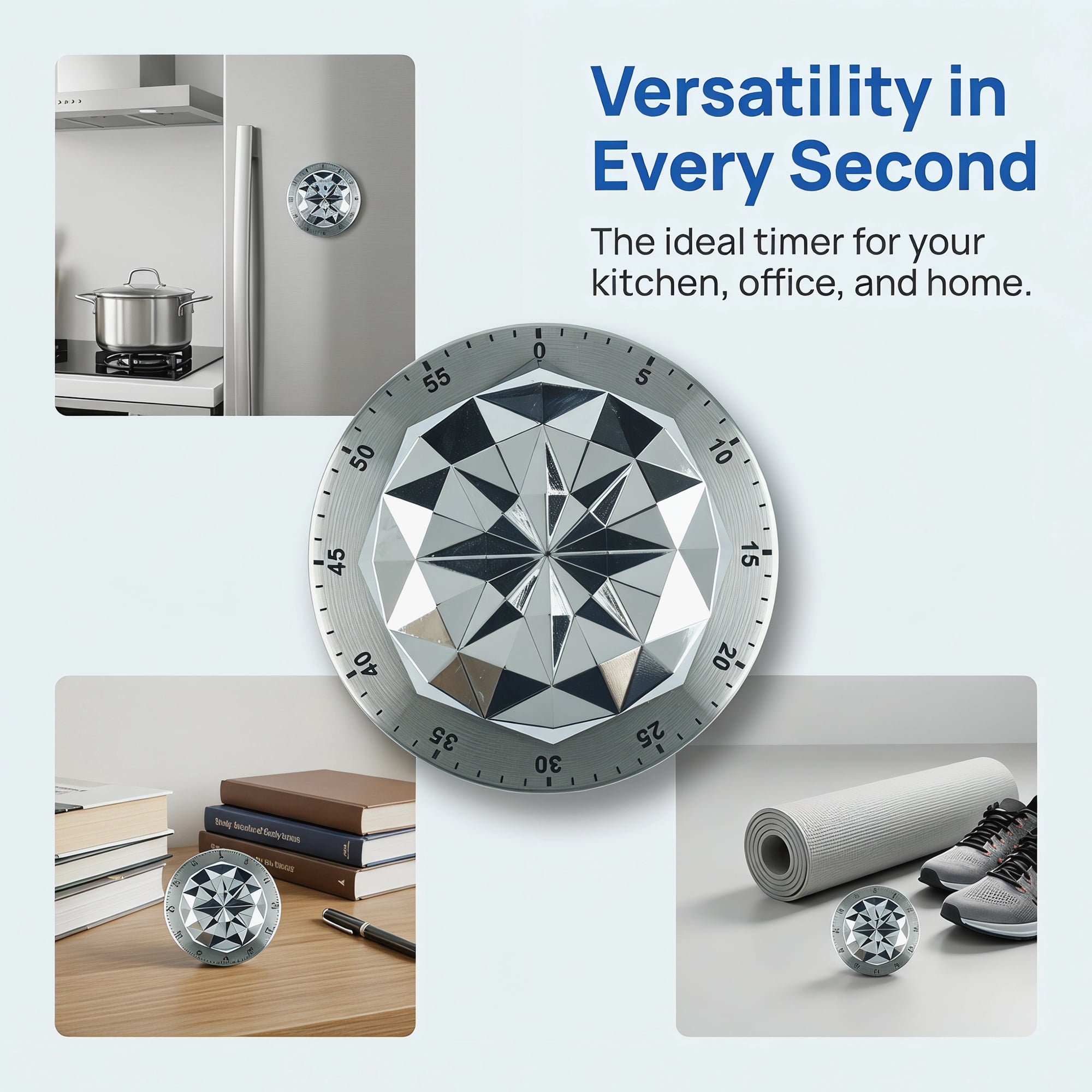 Unique Bargains Durable Loud Alarm Magnetic Backing Timer for Cooking Silver B