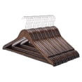thumbnail image 1 of 20 perchas para ropa, perchas para trajes, hombro ancho, portátiles, resistentes, organizador armario, gancho giratorio para pantalones, camisas marrón, 1 of 5