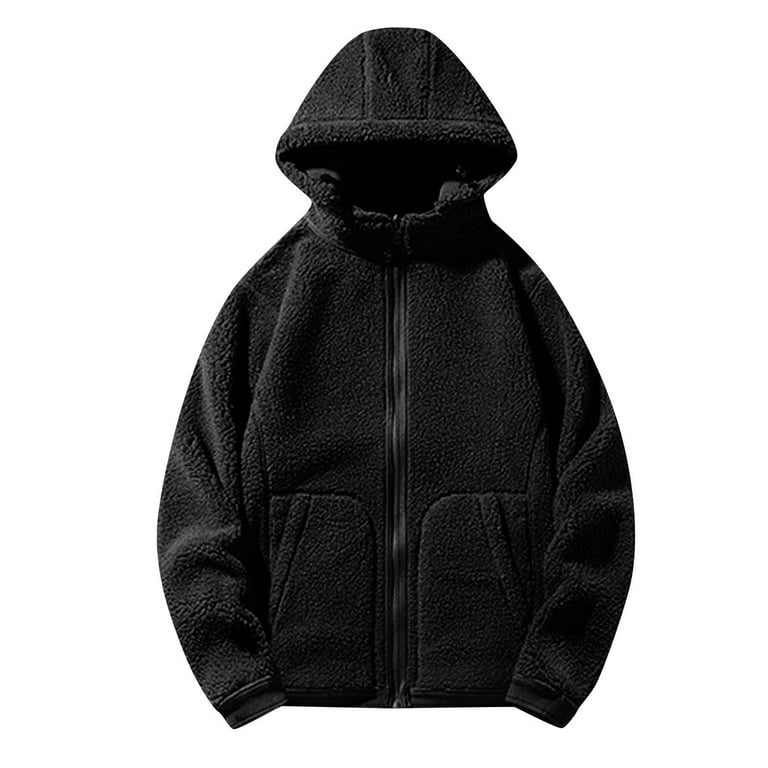 Men's Full Zip Reversible Coat Hooded Polar Fleece Lining Thermal