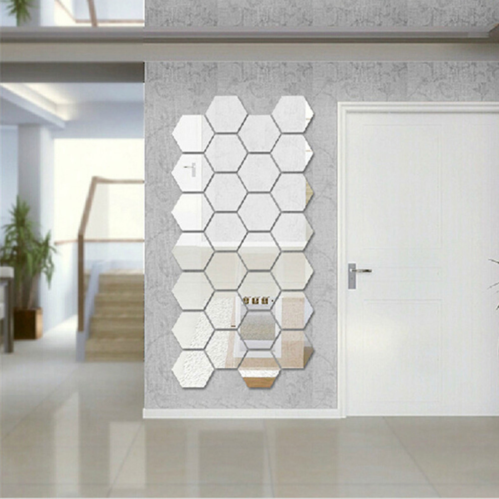 12//72Pc 3D Mirror Tiles Mosaic Wall Stickers Self Adhesive Bedroom Art Decal UK