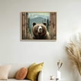 thumbnail image 4 of Nawypu Farmhouse Bear Cabin Wall Art Rustic Forest Bear Pictures Wall Decor Natural Woodland Wildlife Painting Canvas Print Framed Home Artwork For Living Room Bathroom Bedroom Kitchen Office, 4 of 4