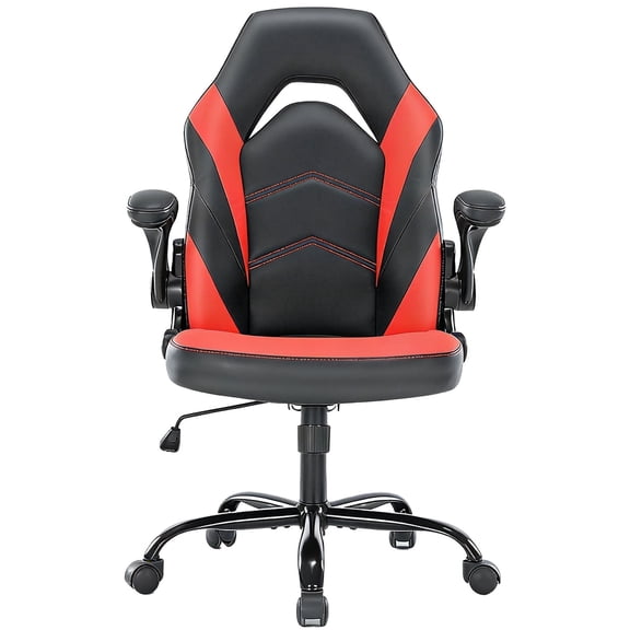 Casabay Ergonomic Gaming & Office Chair, Adjustable Height, PU Leather, Swivel Wheels for Gaming, Studying & Working, Red