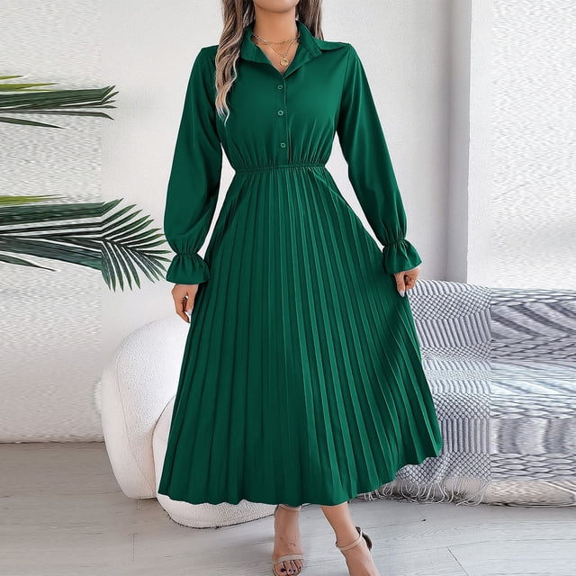 UPPADA Robe d'Invitée de Mariage d'Automne pour Femme, Unie, à Manches Longues, Robe Maxi, Élégante, de Soirée, Spéciale, Robes Semi-Formelles pour Femmes, Grande Taille, Spéciaux du Jour