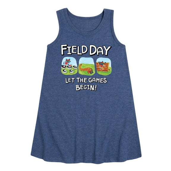 Pete the Cat - Field Day - Let the Games Begin - Participating in Challenges - Toddler and Youth Girls A-line Dress