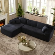 Ovios Plush Corduroy Sectional for Living Room Modular Black Sleeper Sectional Couches and Sofas with Chaise Lounge Modern 104" Oversized L-Shape Sofa No Assembly Required
