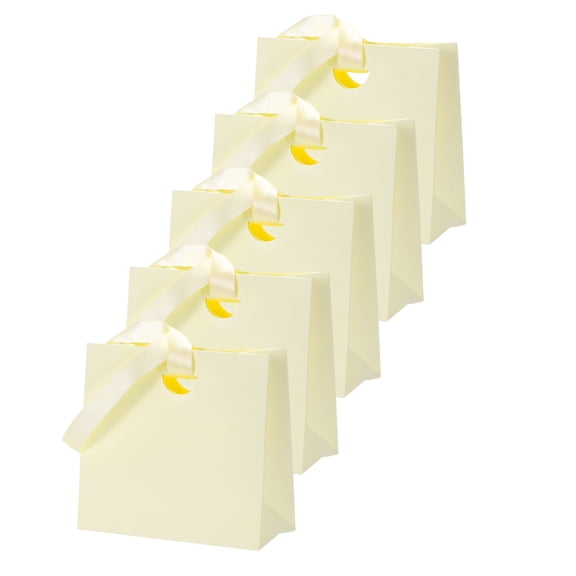 Uxcell Gift Bags with Ribbon, (6.1" x 2.95" x 5.71", Cream White)(5Pcs), Medium Gift Wrap Bags with Handles, Suit for Wedding/Birthday/Bridesmaid/Party/Shopping