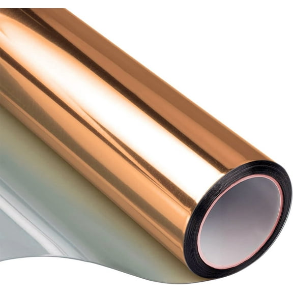 FunStick Champagne Privacy Window Film - Static Cling No-Adhesive, Daytime Privacy Film with Heat Control & UV Protection, Easy to Install Decorative Window Tint, Reusable Window Film 17.5"x100"