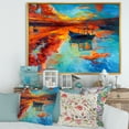 thumbnail image 2 of Designart 'Boat At The Lake During Evening Glow IV' Nautical & Coastal Framed Canvas Wall Art Print, 2 of 5
