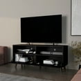 thumbnail image 2 of Cterwk Tv Stand for TVs up to 55", TV Cabinet with 1 Door and 2 Open Shelves, Modern Entertainment Center for Living Room, Dark Brown, 2 of 8