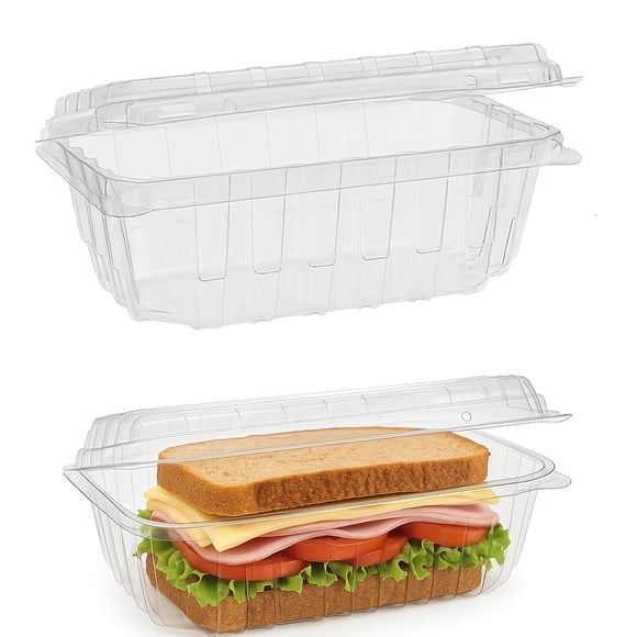 18 oz Clear Vented Clamshell Food Containers with Hinged Lid, 324-Pack | Disposable PET Plastic Takeout Containers for Sandwiches, Fruits, Salads & Pastries